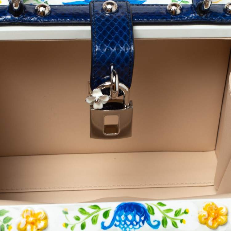مملوكة مسبقًا Dolce & Gabbana Multicolor Majolica Print Acrylic and Snakeskin Top Handle Box Bag