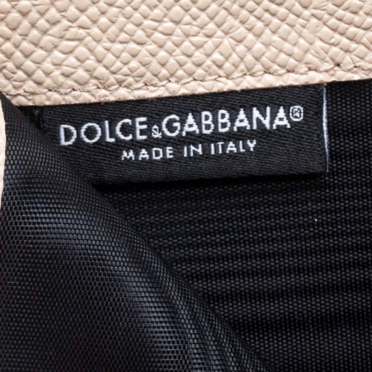 Pre Owned Dolce & Gabbana Black Leather Padlock Trifold Compact Wallet