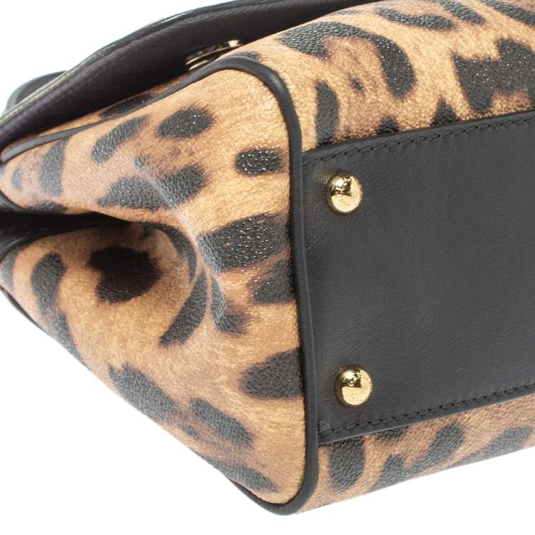 Pre Owned Dolce & Gabbana Beige/Black Coated and Leather Medium Miss Sicily Top Handle Bag