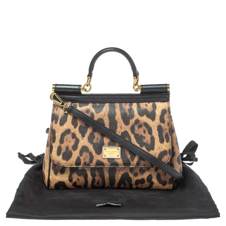 Pre Owned Dolce & Gabbana Beige/Black Coated and Leather Medium Miss Sicily Top Handle Bag