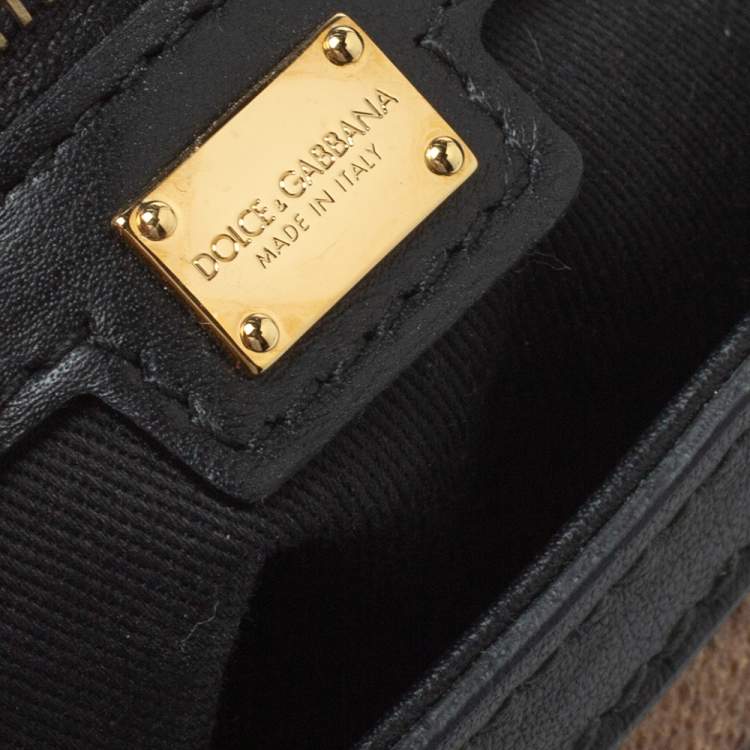 Pre Owned Dolce & Gabbana Beige/Black Coated and Leather Medium Miss Sicily Top Handle Bag