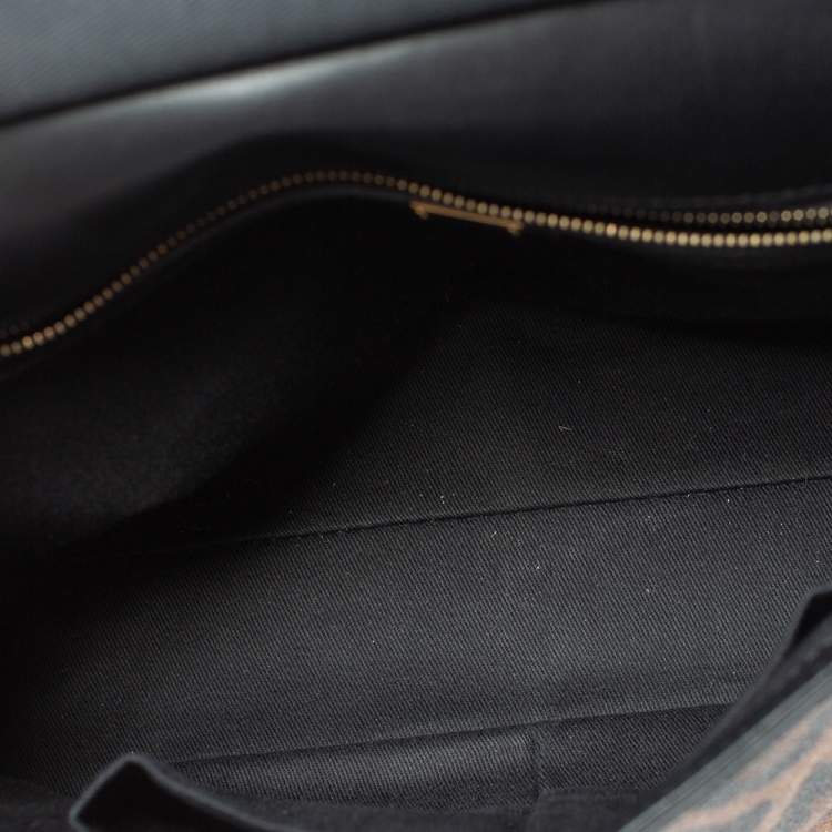 Pre Owned Dolce & Gabbana Beige/Black Coated and Leather Medium Miss Sicily Top Handle Bag