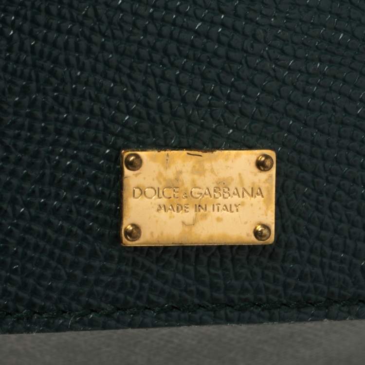 Pre Owned Dolce & Gabbana Dark Green Leather Medium Miss Sicily Top Handle Bag