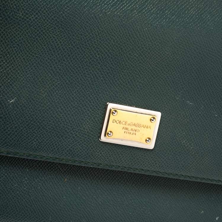 Pre Owned Dolce & Gabbana Dark Green Leather Medium Miss Sicily Top Handle Bag