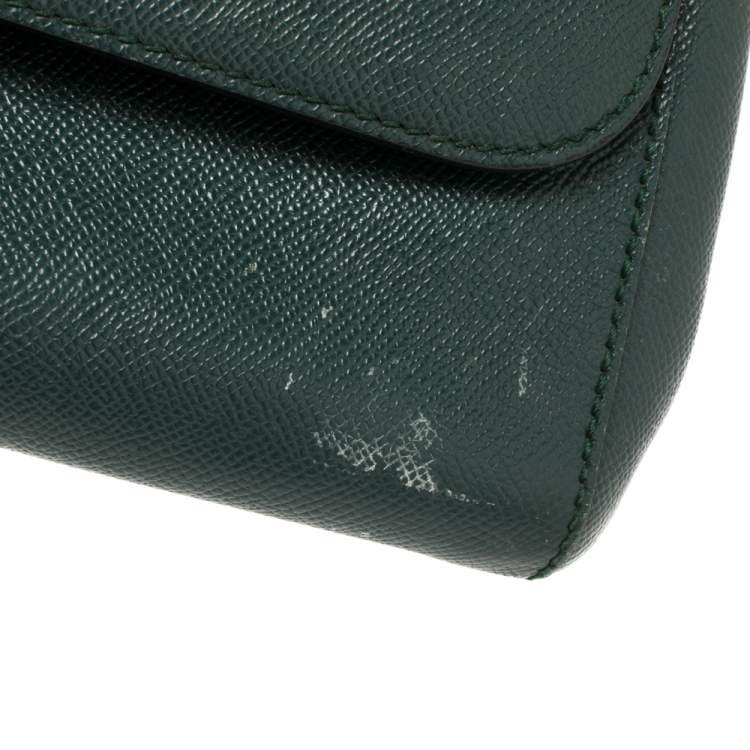 Pre Owned Dolce & Gabbana Dark Green Leather Medium Miss Sicily Top Handle Bag