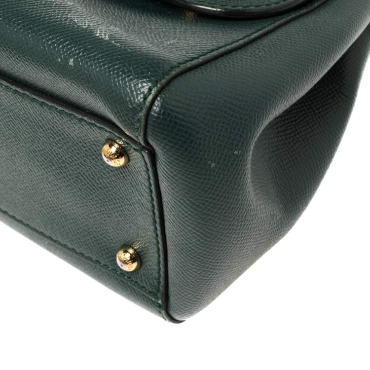 Pre Owned Dolce & Gabbana Dark Green Leather Medium Miss Sicily Top Handle Bag