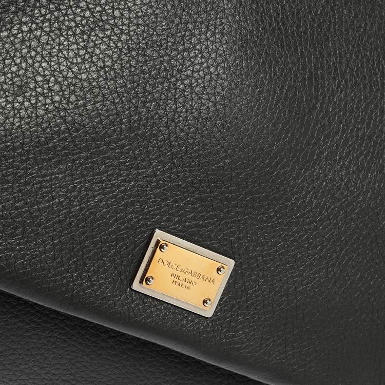 Pre Owned Dolce & Gabbana Grey Leather Large Miss Sicily Top Handle Bag