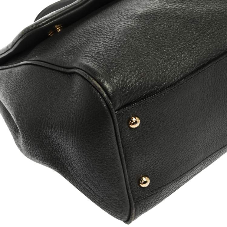 Pre Owned Dolce & Gabbana Grey Leather Large Miss Sicily Top Handle Bag