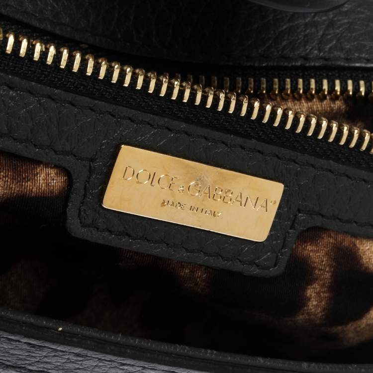 Pre Owned Dolce & Gabbana Grey Leather Large Miss Sicily Top Handle Bag