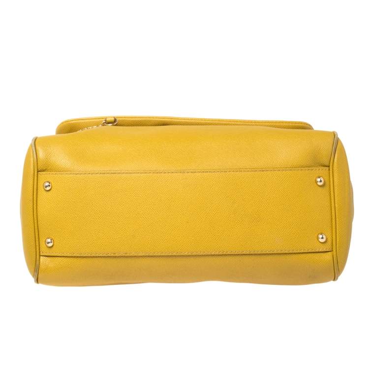 Pre Owned Dolce & Gabbana Yellow Leather Large Miss Sicily Top Handle Bag