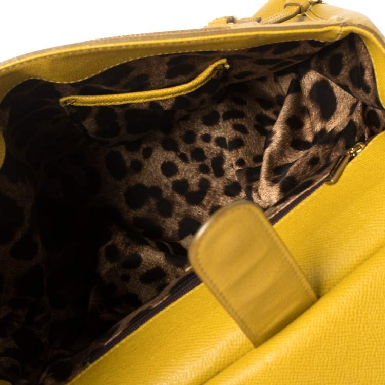 Pre Owned Dolce & Gabbana Yellow Leather Large Miss Sicily Top Handle Bag