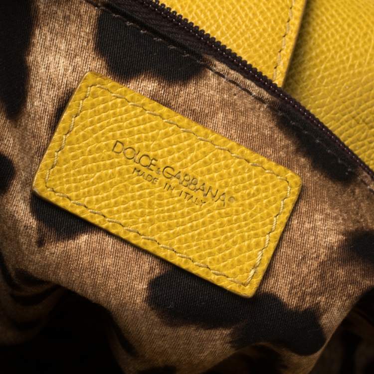Pre Owned Dolce & Gabbana Yellow Leather Large Miss Sicily Top Handle Bag