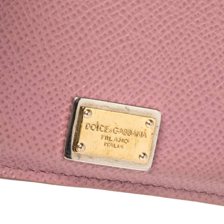 Pre Owned Dolce & Gabbana Piink Dauphine Leather Zip Card Holder