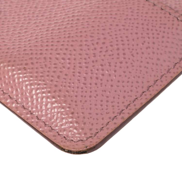 Pre Owned Dolce & Gabbana Piink Dauphine Leather Zip Card Holder