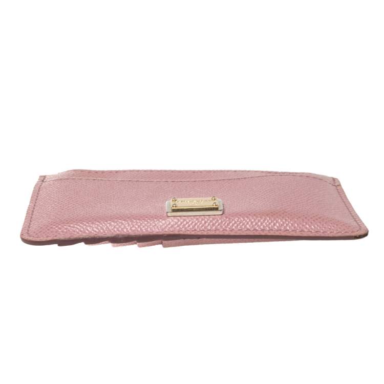 Pre Owned Dolce & Gabbana Piink Dauphine Leather Zip Card Holder
