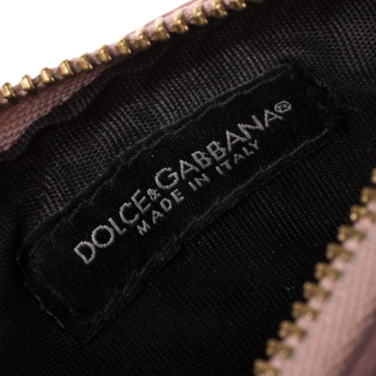 Pre Owned Dolce & Gabbana Piink Dauphine Leather Zip Card Holder
