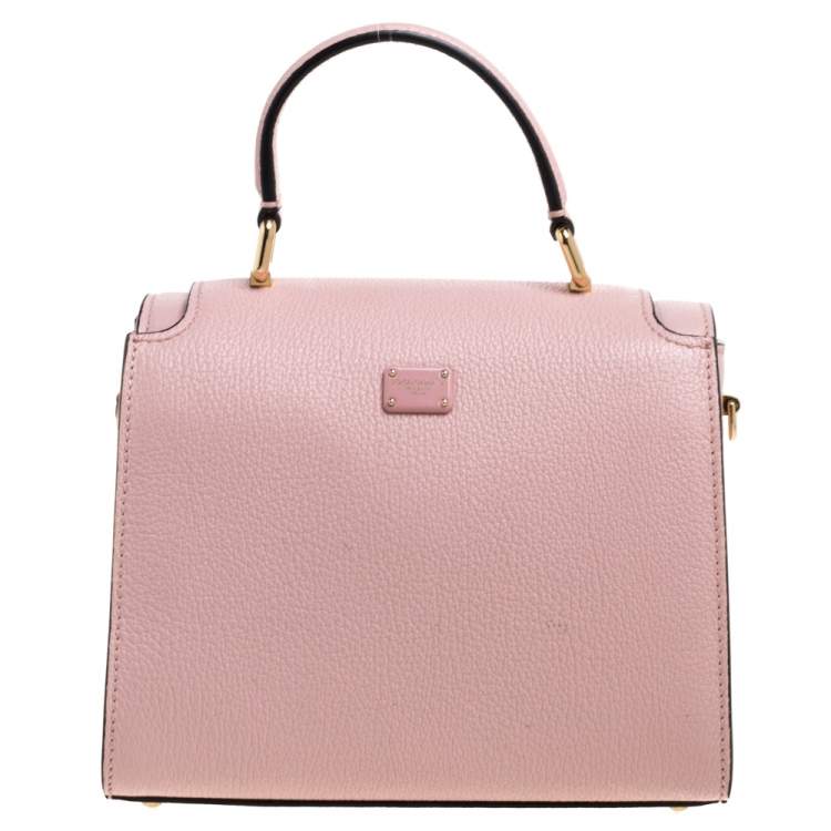 Pre Owned Dolce & Gabbana Pink Leather Mini Greta Top Handle Bag