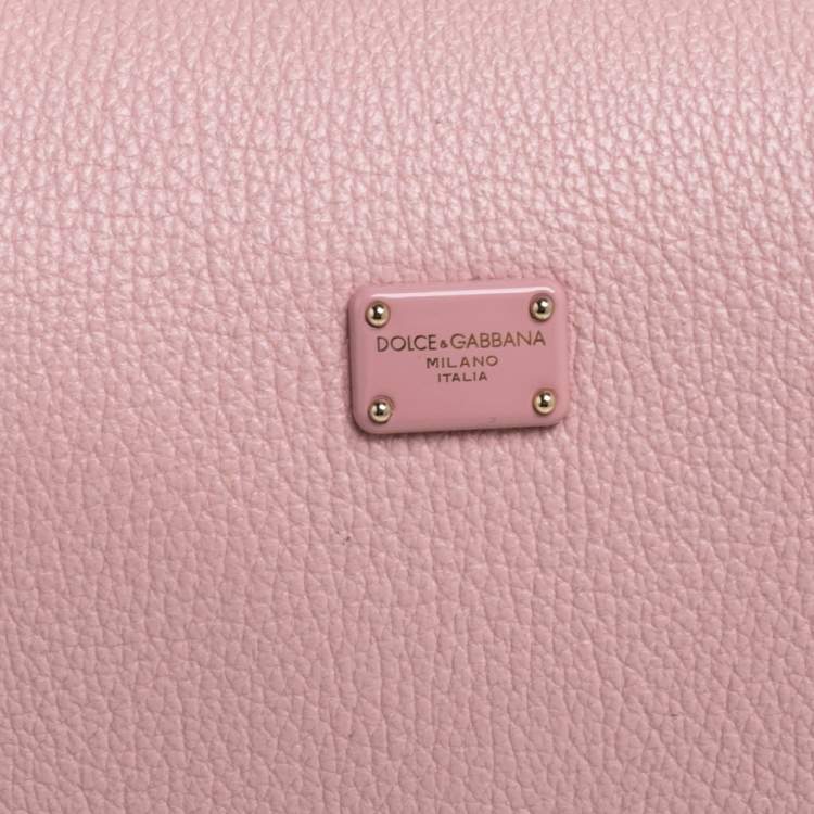 Pre Owned Dolce & Gabbana Pink Leather Mini Greta Top Handle Bag