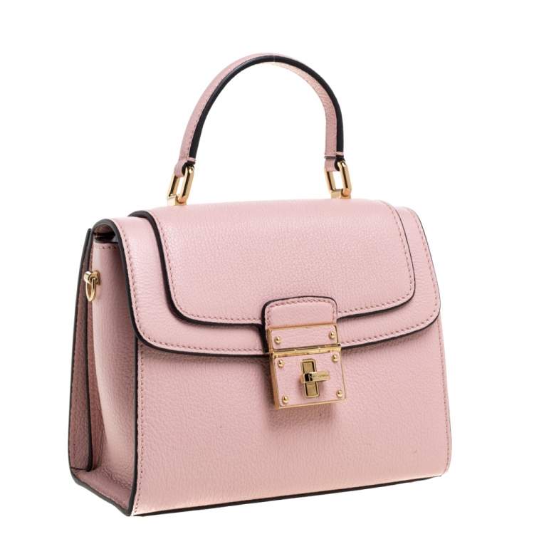 Pre Owned Dolce & Gabbana Pink Leather Mini Greta Top Handle Bag