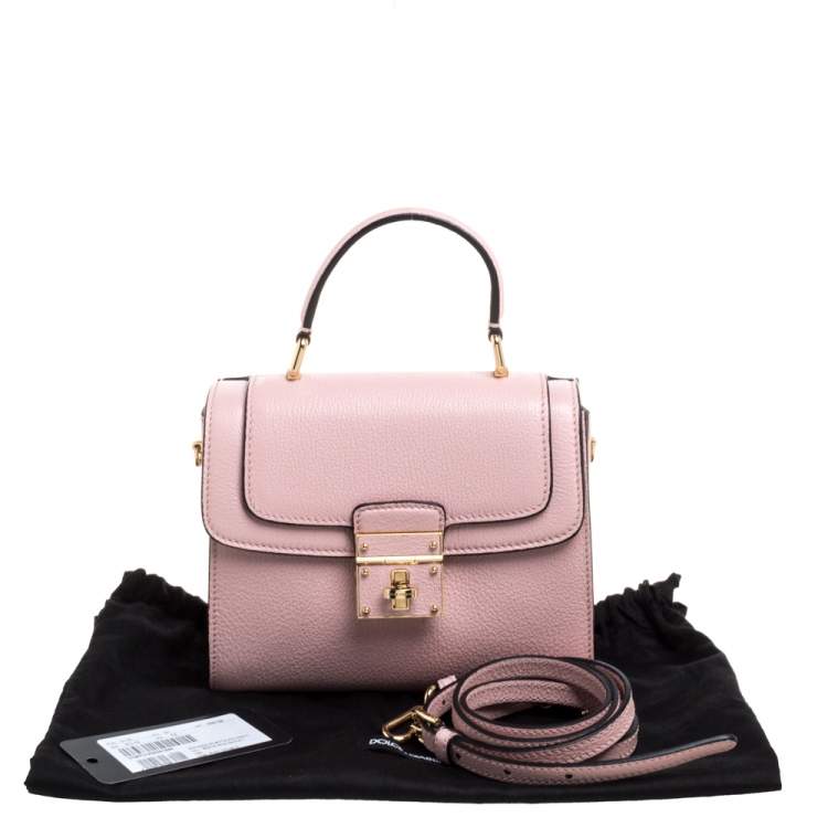 Pre Owned Dolce & Gabbana Pink Leather Mini Greta Top Handle Bag