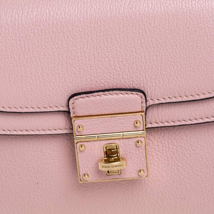 Pre Owned Dolce & Gabbana Pink Leather Mini Greta Top Handle Bag
