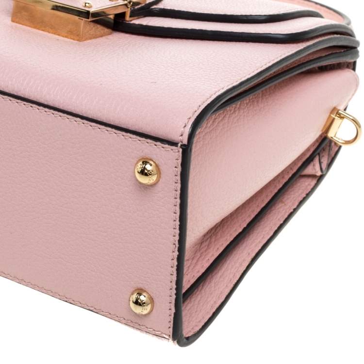 Pre Owned Dolce & Gabbana Pink Leather Mini Greta Top Handle Bag