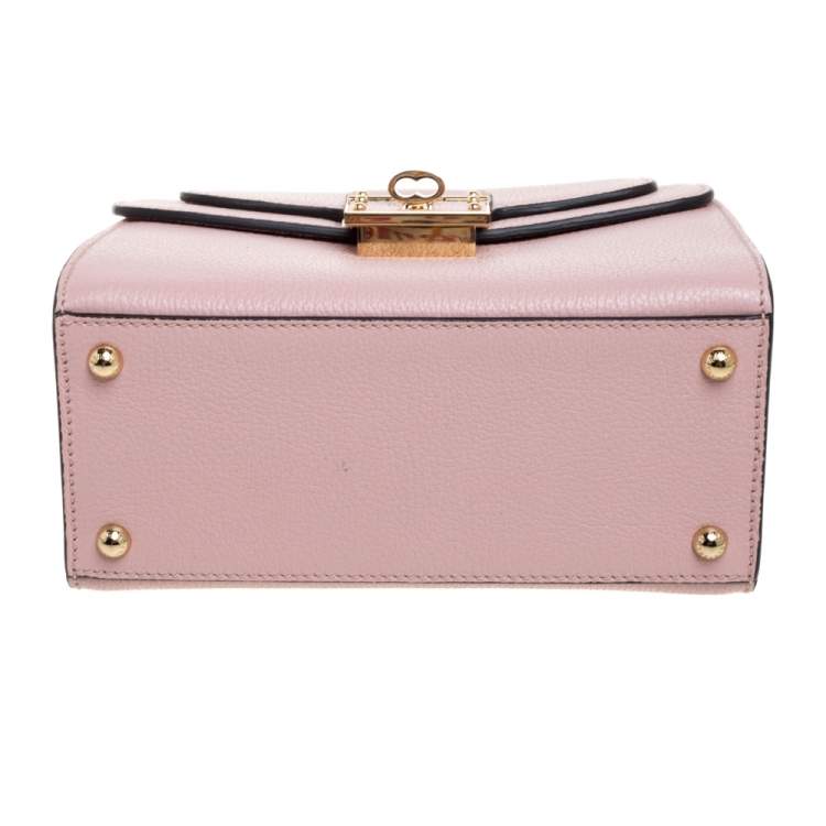 Pre Owned Dolce & Gabbana Pink Leather Mini Greta Top Handle Bag