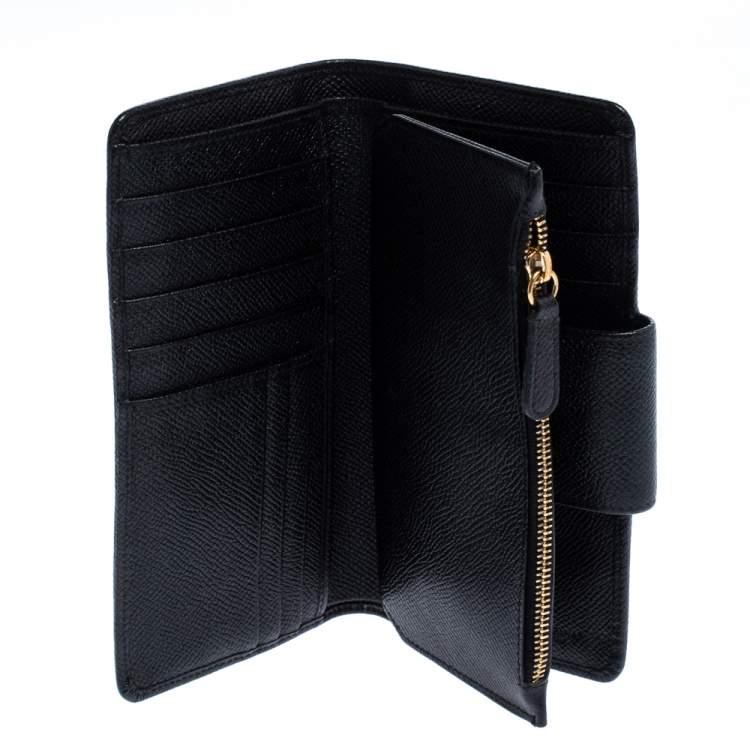 Pre Owned Dolce & Gabbana Black Leather Continental Wallet