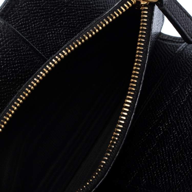 Pre Owned Dolce & Gabbana Black Leather Continental Wallet