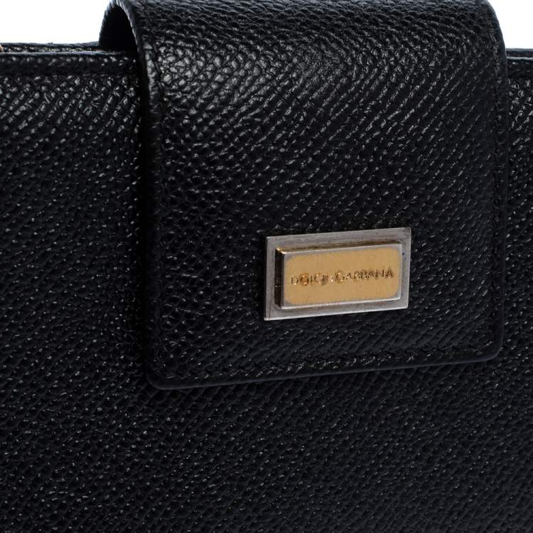 Pre Owned Dolce & Gabbana Black Leather Continental Wallet