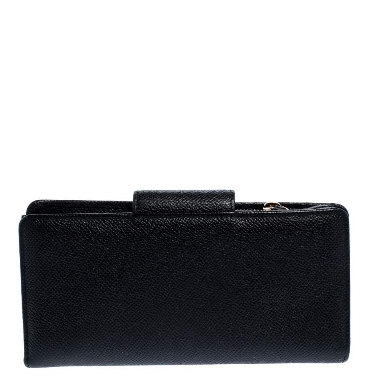 Pre Owned Dolce & Gabbana Black Leather Continental Wallet