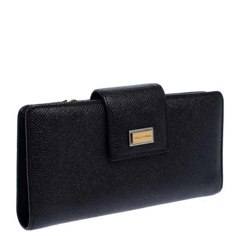 Pre Owned Dolce & Gabbana Black Leather Continental Wallet