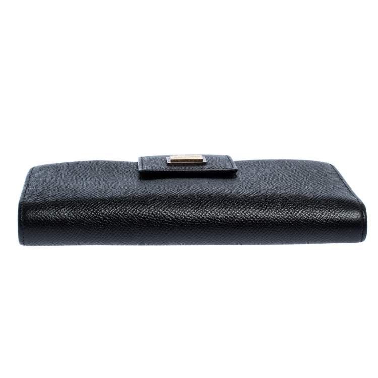 Pre Owned Dolce & Gabbana Black Leather Continental Wallet