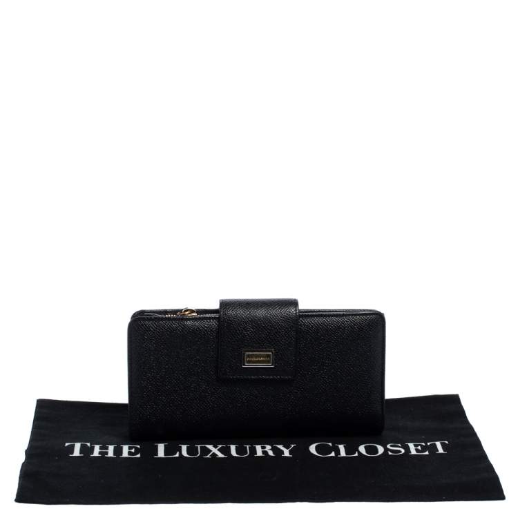 Pre Owned Dolce & Gabbana Black Leather Continental Wallet