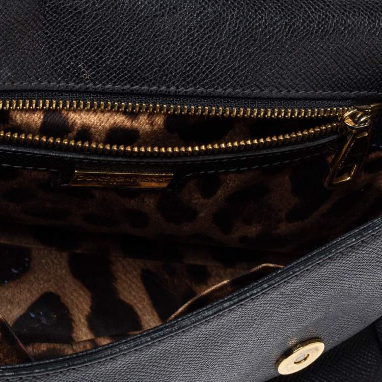 Pre Owned Dolce & Gabanna Black Leather Medium Miss Sicily Top Handle Bag