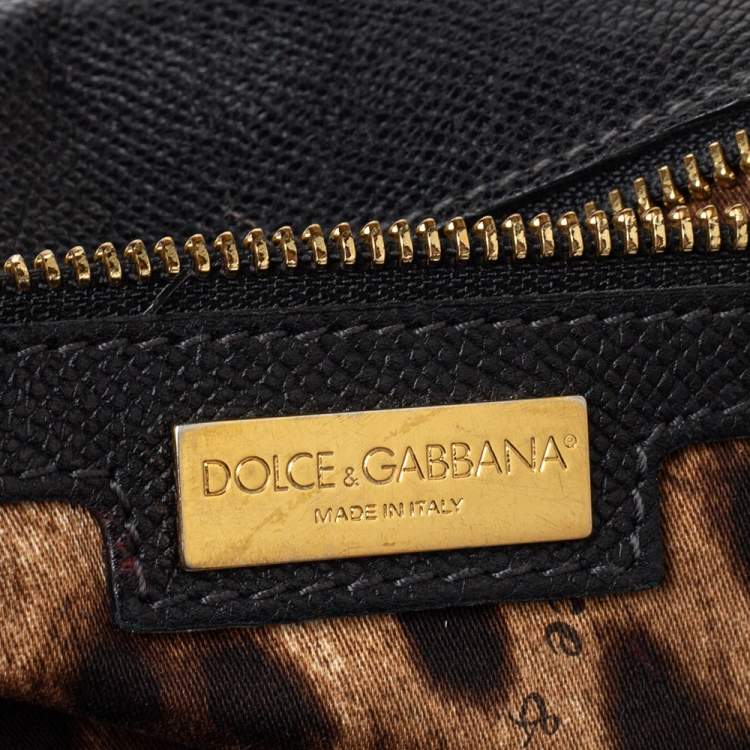 Pre Owned Dolce & Gabanna Black Leather Medium Miss Sicily Top Handle Bag