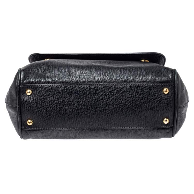 Pre Owned Dolce & Gabanna Black Leather Medium Miss Sicily Top Handle Bag