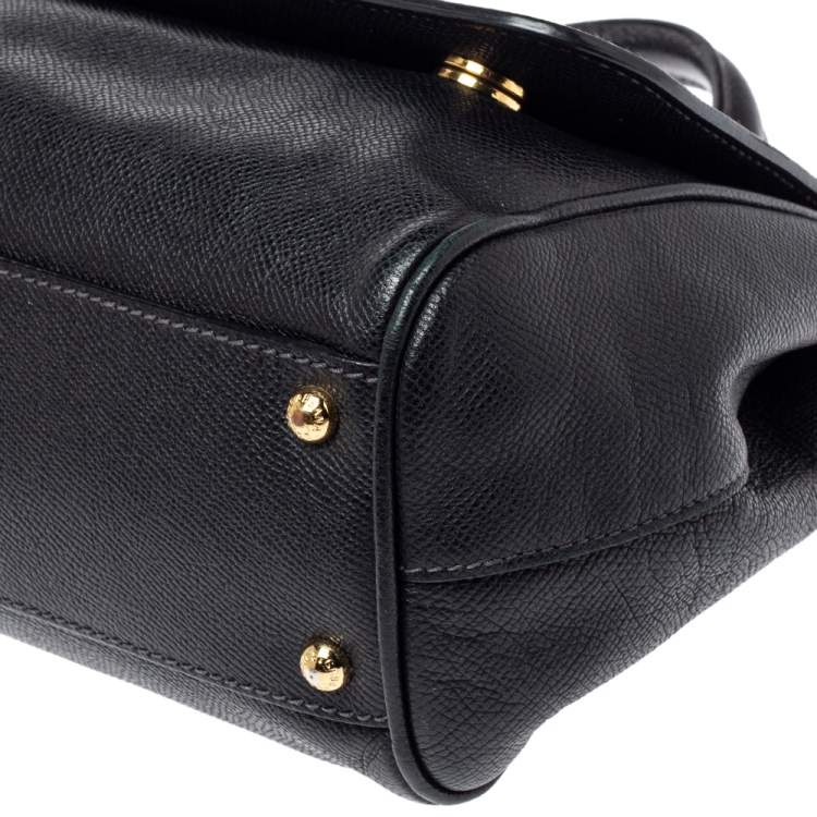 Pre Owned Dolce & Gabanna Black Leather Medium Miss Sicily Top Handle Bag