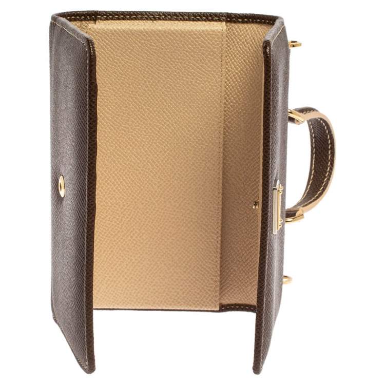Pre Owned Dolce & Gabbana Brown Leather Miss Sicily Wallet on Chain
