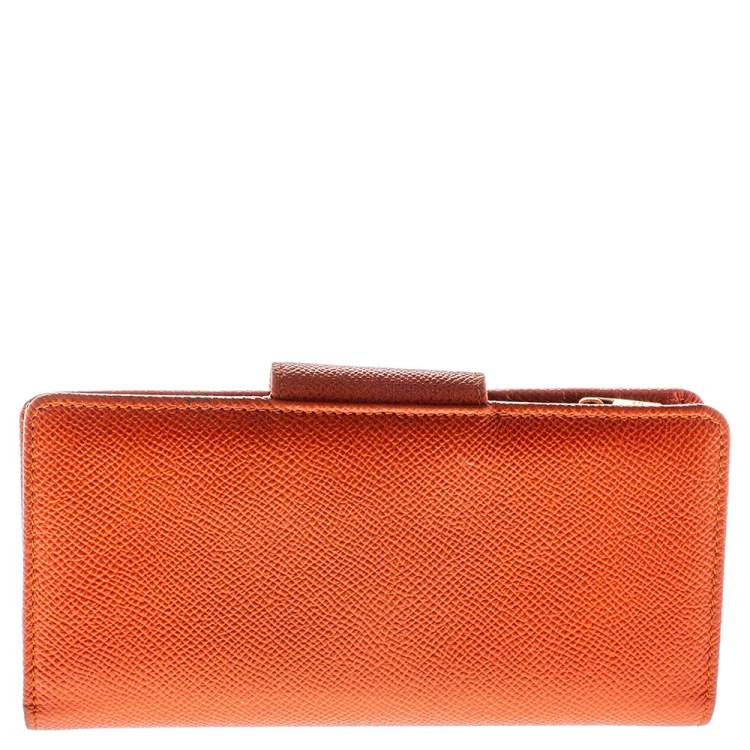 Pre Owned Dolce & Gabbana Orange Leather Continental Wallet