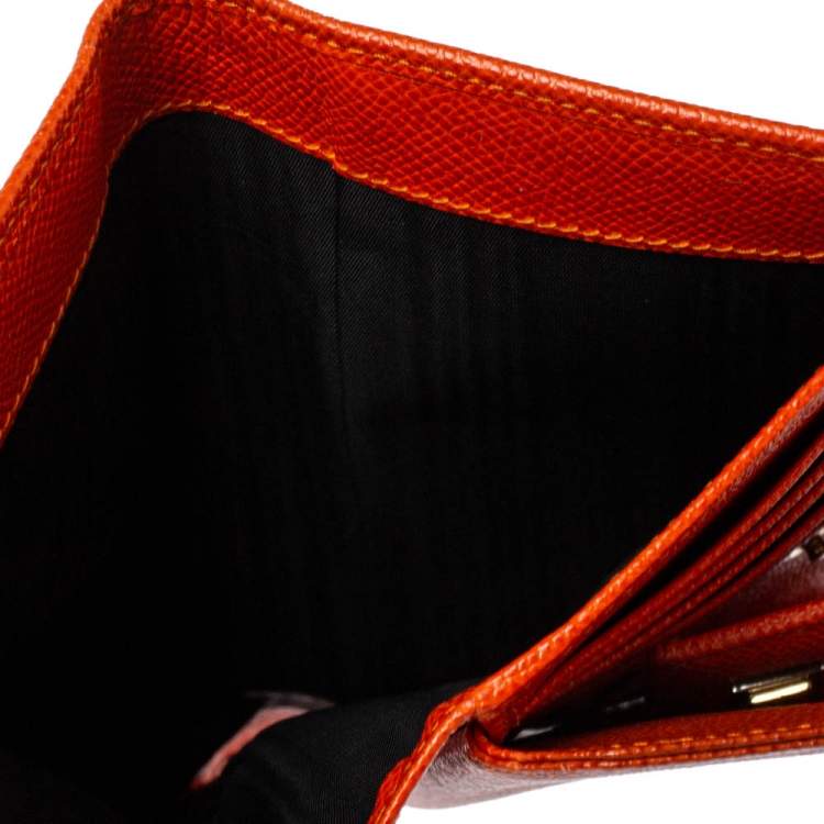 Pre Owned Dolce & Gabbana Orange Leather Continental Wallet
