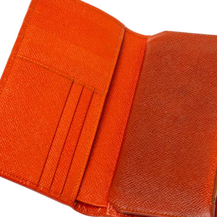 Pre Owned Dolce & Gabbana Orange Leather Continental Wallet