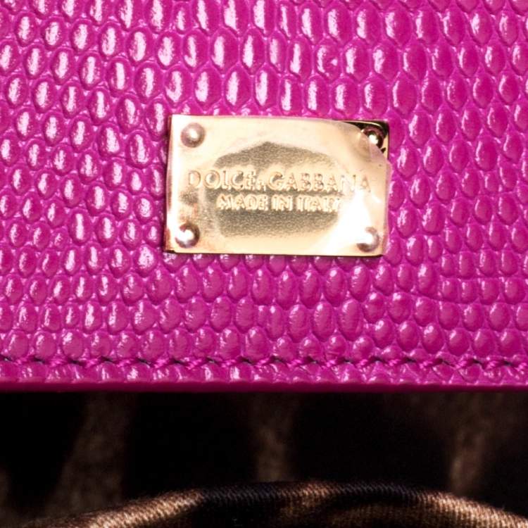 Pre Owned Dolce & Gabbana Pink Lizard Embossed Leather Medium Miss Monica Top Handle Bag