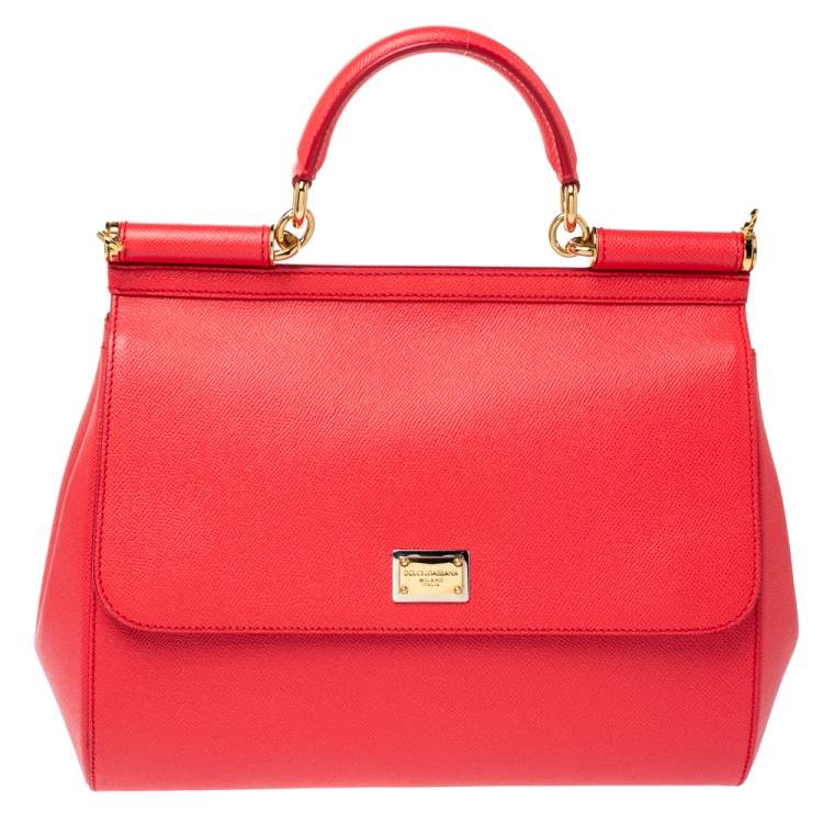 DOLCE & GABBANA Pink Leather Large Miss Sicily Bag