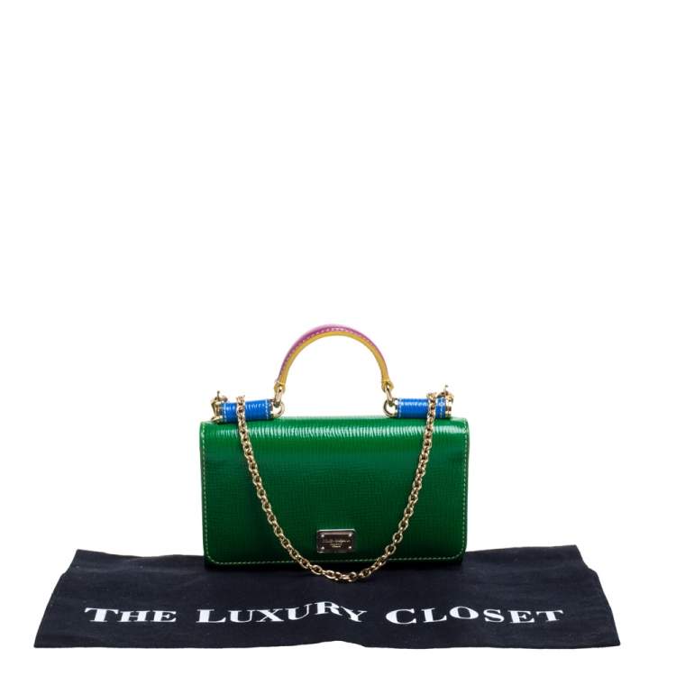 Pre Owned Dolce & Gabbana Multicolor Leather Miss Sicily Von Wallet on Chain
