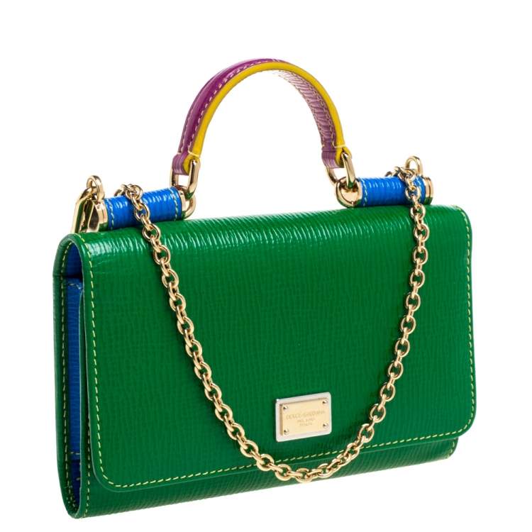 Pre Owned Dolce & Gabbana Multicolor Leather Miss Sicily Von Wallet on Chain