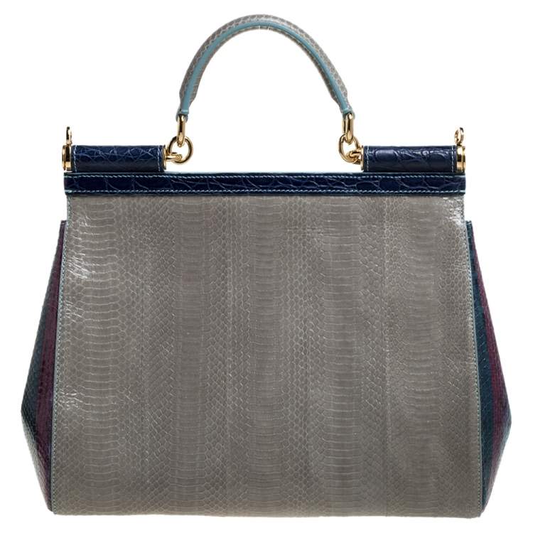 Pre Owned Dolce & Gabbana Multicolor Python and Alligator Large Miss Sicily Top Handle Bag