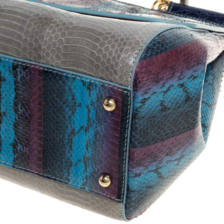 Pre Owned Dolce & Gabbana Multicolor Python and Alligator Large Miss Sicily Top Handle Bag