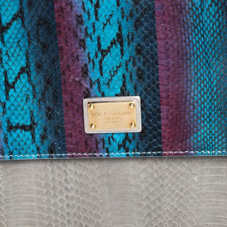 Pre Owned Dolce & Gabbana Multicolor Python and Alligator Large Miss Sicily Top Handle Bag