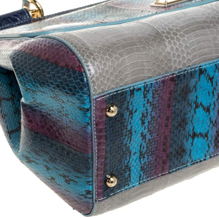 Pre Owned Dolce & Gabbana Multicolor Python and Alligator Large Miss Sicily Top Handle Bag